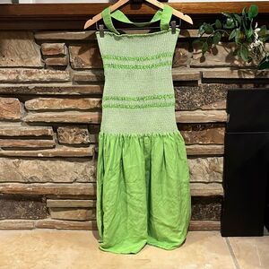 Capulet Lime Smocked Midi Halter Dress